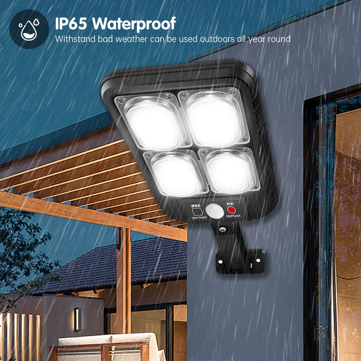 Bellissime lampioni solari Lampada solare impermeabile per esterni con telecomando 3 modalità di funzionamento IP65 impermeabile per giardino a parete