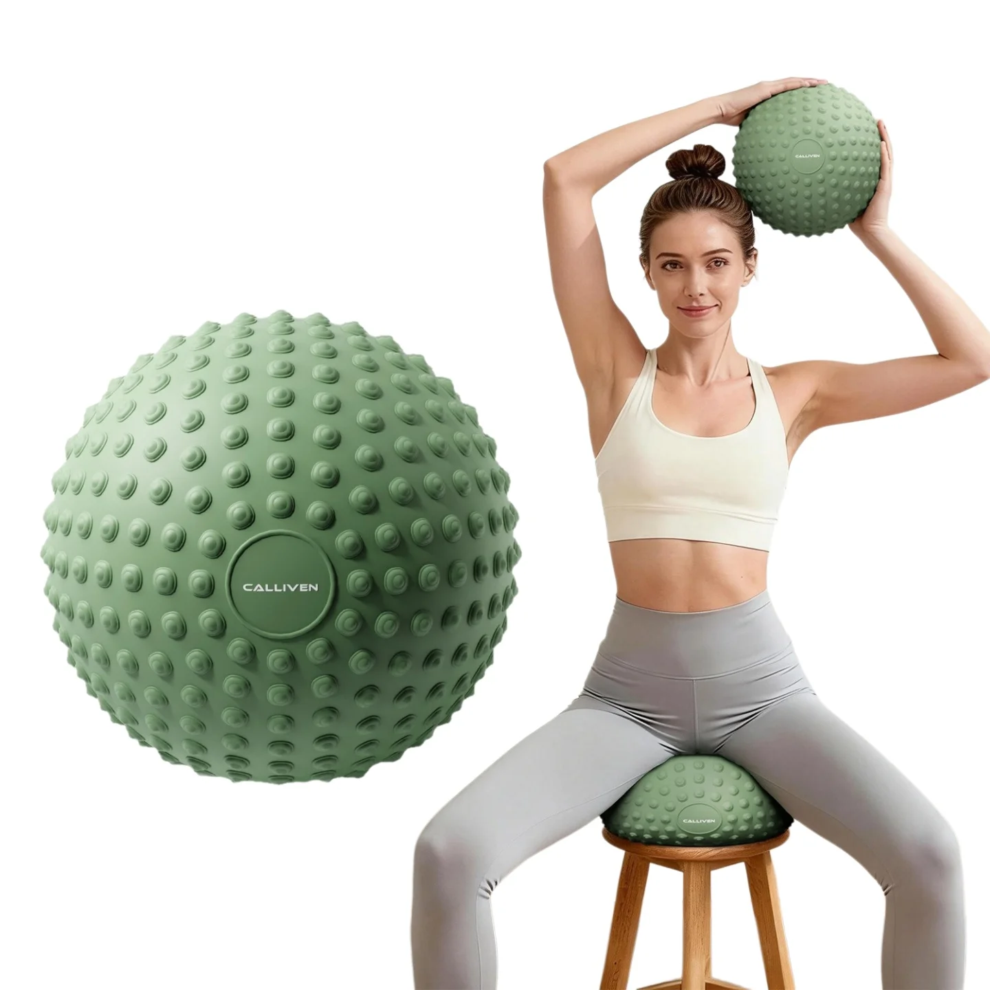 25cm Textured Massage Pilates Ball Pelvic Floor Training Yoga Ball for Gymnastic Balance Core Training Home Gym Fitness