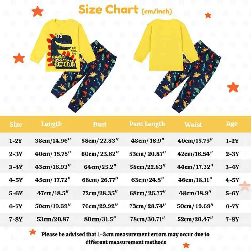 Spring Clothing Kids Pajamas Sets Dinosaur Pattern Baby Boys Clothes Long Sleeve Suit Children\'s 2 Piece Set Pure Cotton Underwe