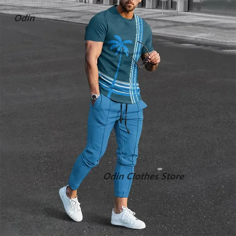 Nuovo arrivato Hawaii T-shirt da uomo pantaloni tuta albero di cocco stampa 3D magliette pantaloni Set 2 pezzi Streetwear abiti oversize