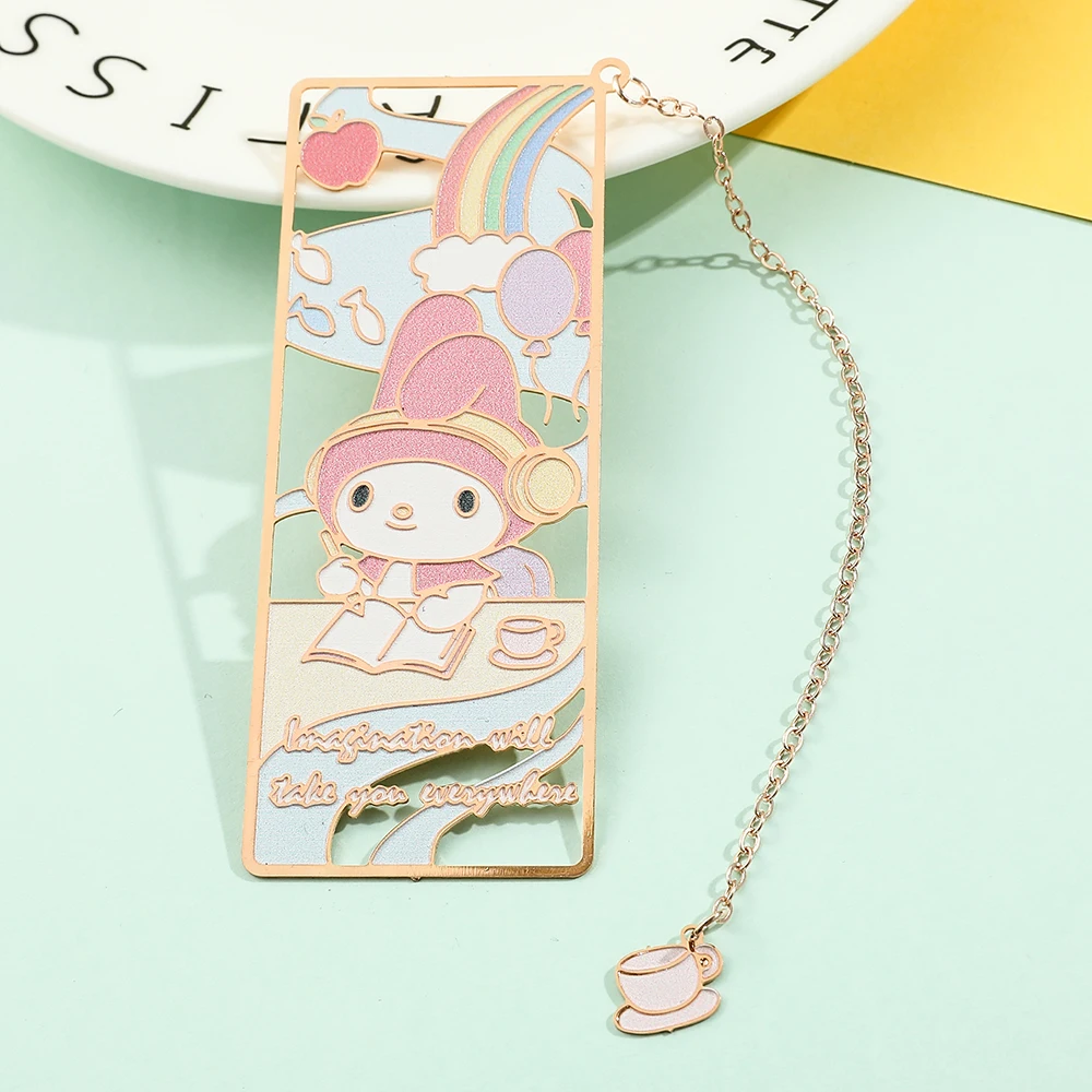 Imagem -04 - Hello Kitty Anime Produtos Bookmark Pink Metal Bookmark Cartoon Fans Coleção Presentes para Amantes do Livro Material Escolar