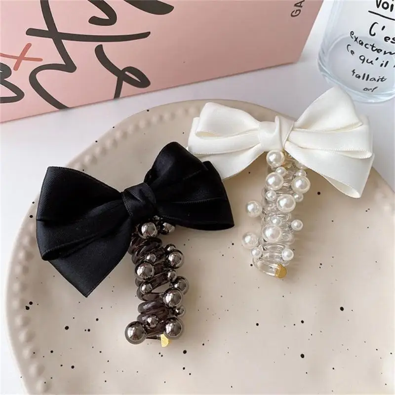 

31BF Elastic Bubble Braid Maker Hair Ties Telephone Cord Scrunchies Bowknot Bead Embellished Hair Accessories for Girls