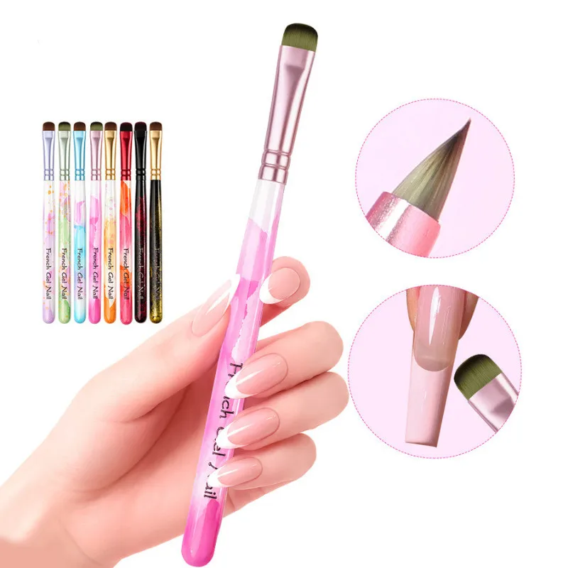 8 Styles Multi-Color Handle Gel Nail Brushes – Professional Nail Art Tools for Gel Extensions, Acrylic Nails & Builder Gel