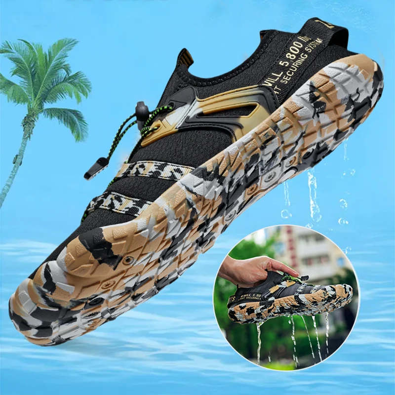 Couple Water Shoes Men Women Quick Dry Beach Aqua Shoes Lightweight Non‑Slip for Swimming Diving Surfing Hiking Training 36‑47