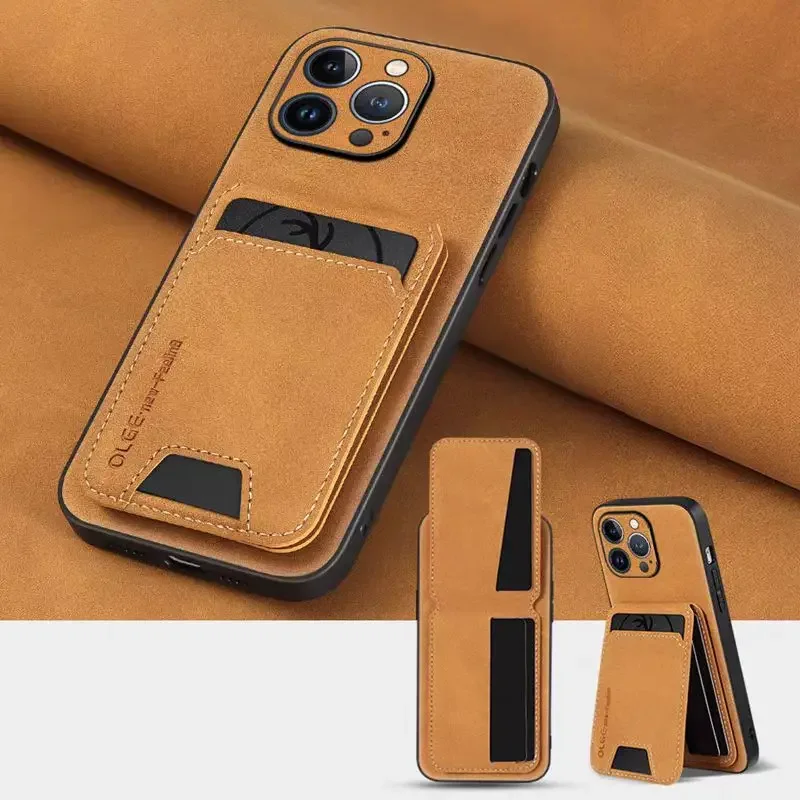 

Luxury High End Faux Leather Wallet Holder Phone Case For iPhone 16 15 14 PIus 13 12 11 Pro Max Stylish Luxury Shockproof Cover
