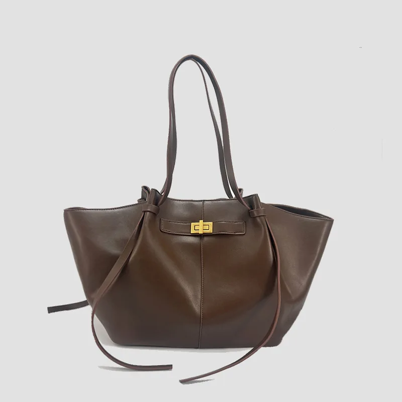 Fashion Large Capacity Trapeze Bag Designer Chic Lock Women Shoulder Bags Luxury Pu Leather Handbags Trend Underarm Bag 2025