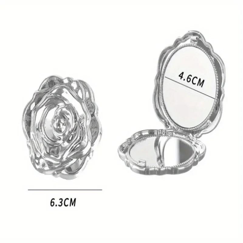 1 قطعة المحمولة الرجعية زهرة الورد مرآة صغيرة جيب صغير مرآة لوضع مساحيق التجميل مزدوجة الوجهين اليد المرايا المدمجة أداة التجميل التجميل #2