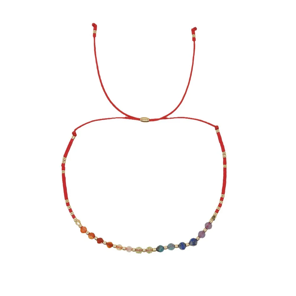 Go2boho Boho Bead Bracelet Semi-Precious Stone Protection Colorful Gemstone Seed Beads Adjustable Handmade Chain For Women Gift