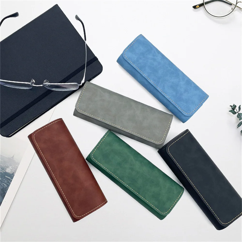 Simple Leather Eyeglasses Case Optical Retro Myopia Glasses Sunglasses Storage Box Fashion For Men Women Eyewear Accesssories