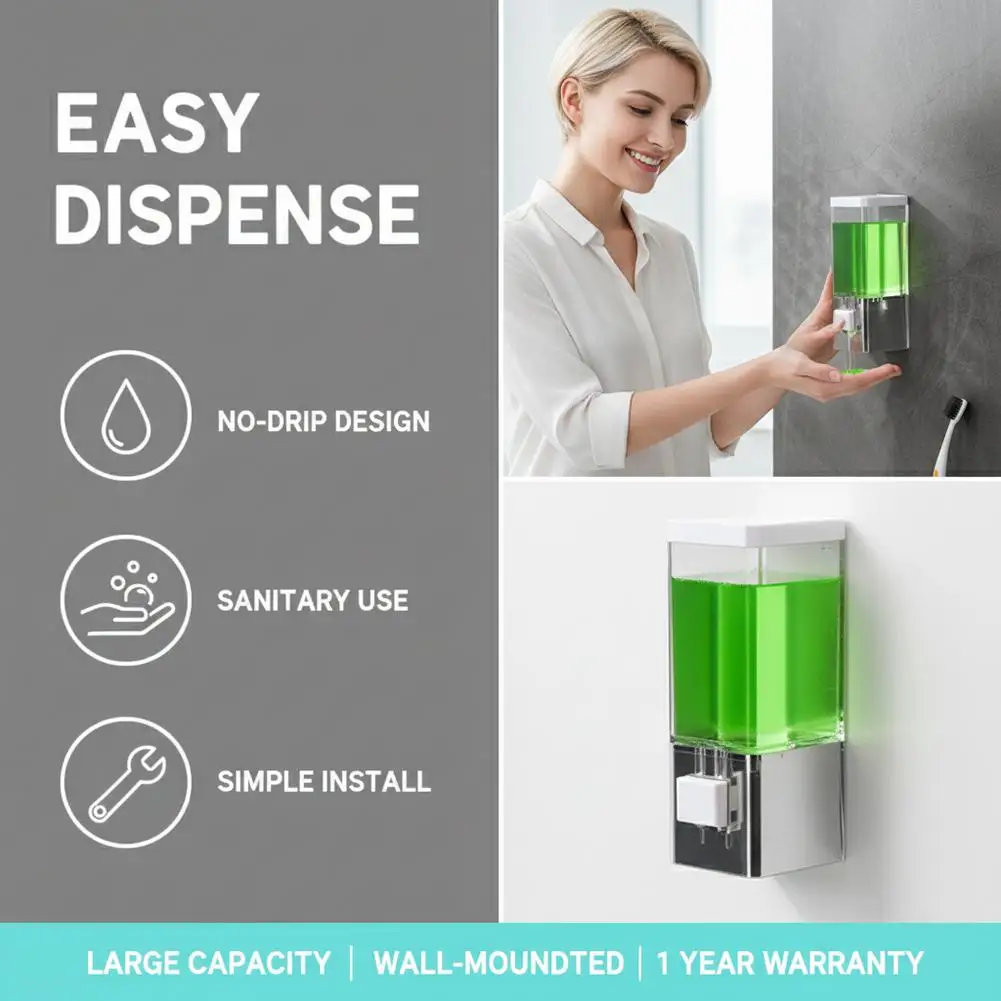 Wall Mounted Manual Soap Dispenser Transparent Single Head Non-Perforated for Home Bathroom Hotel - Durable Plastic