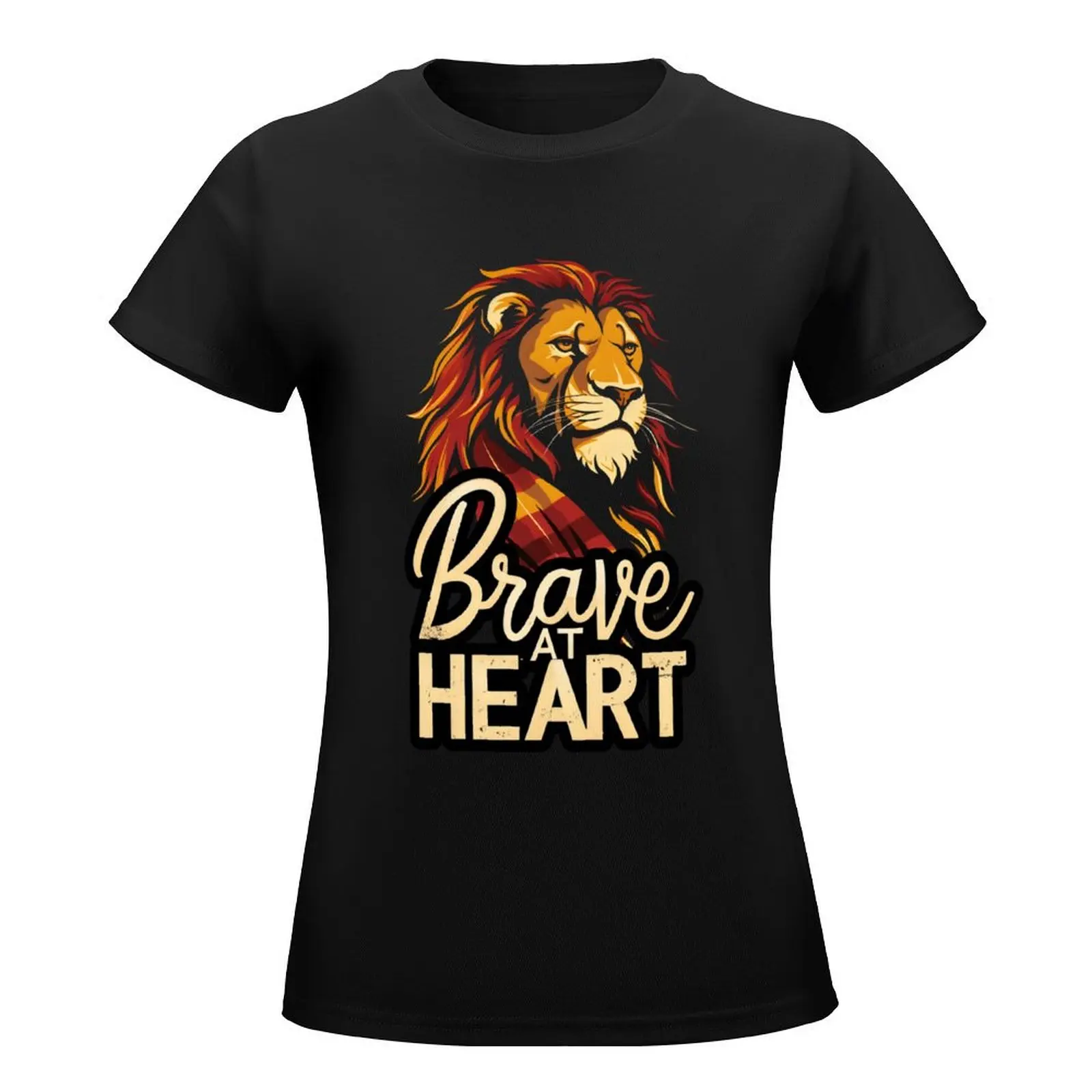 Brave at Heart - Lion with a Scarf - Magical T-Shirt korean fashion quick-drying cropped t shirts for Women