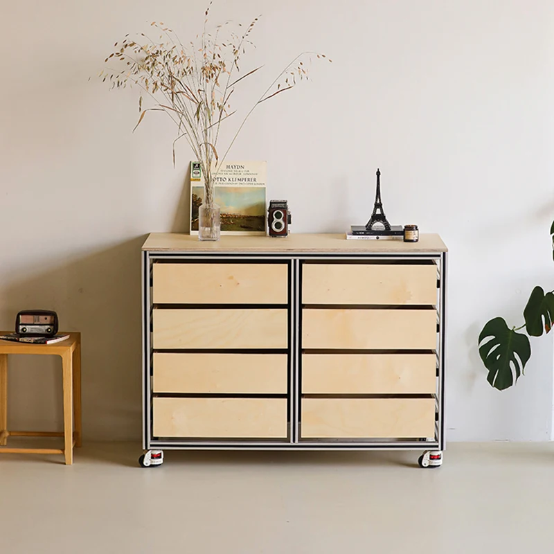 

！@Nordic Italian Minimalist Wood Sideboard Modular Space-Saving Living Room Dining Room Drawer Cabinet Storage Chest Drawers