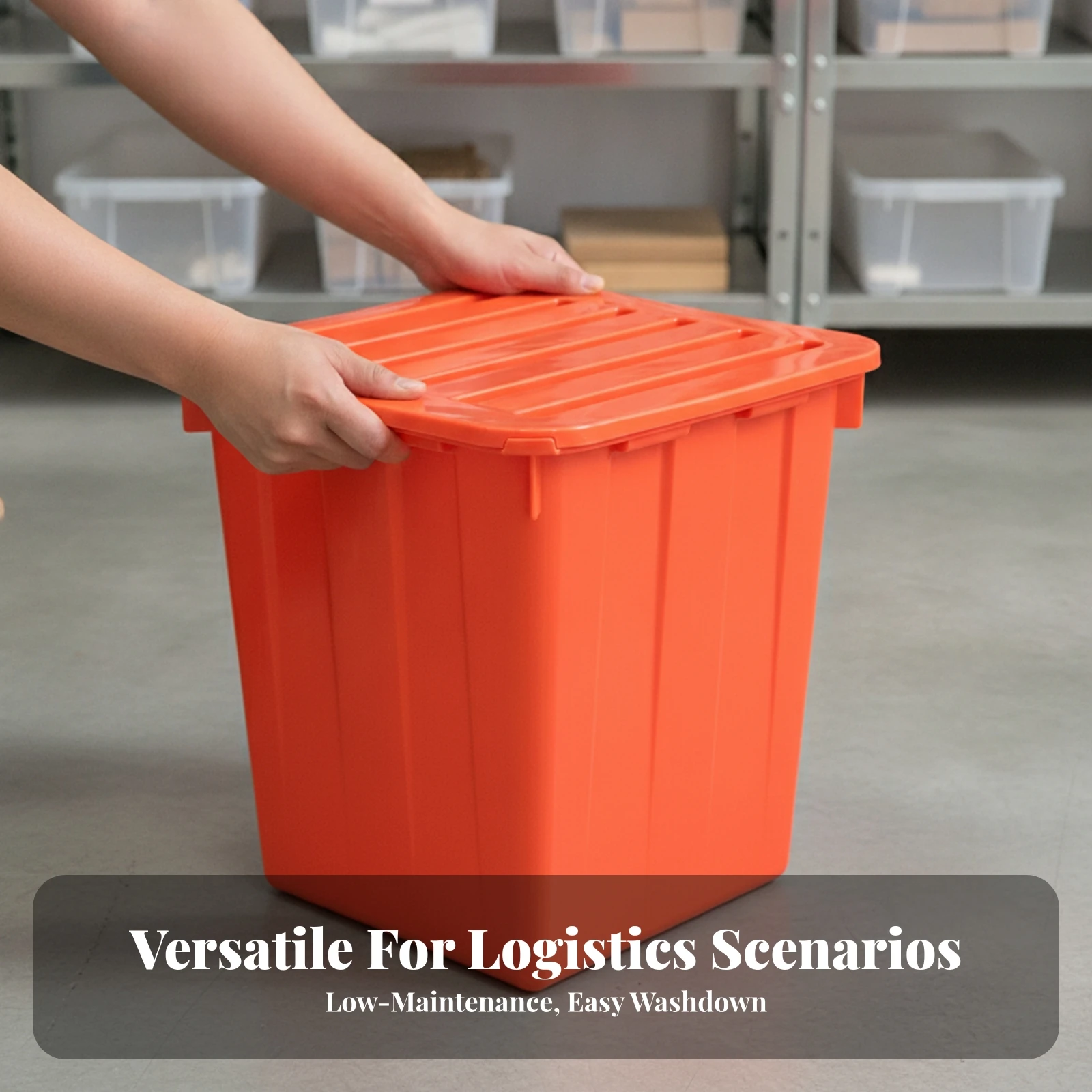 Storage Box with Lid Versatile Plastic Storage Tub Covered Turnover Bin Easy-to-Clean Container Break-Resistant for Garage
