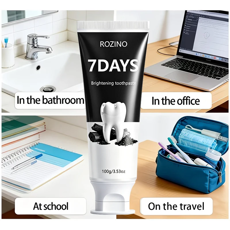 7Days Whitening Toothpaste for Deep Cleaning and Brightening Your Smile, with Activated Charcoal Formula, Gentle on Gums, an Ideal Oral Care Gift for Both Men and Women, Suitable for Daily Use