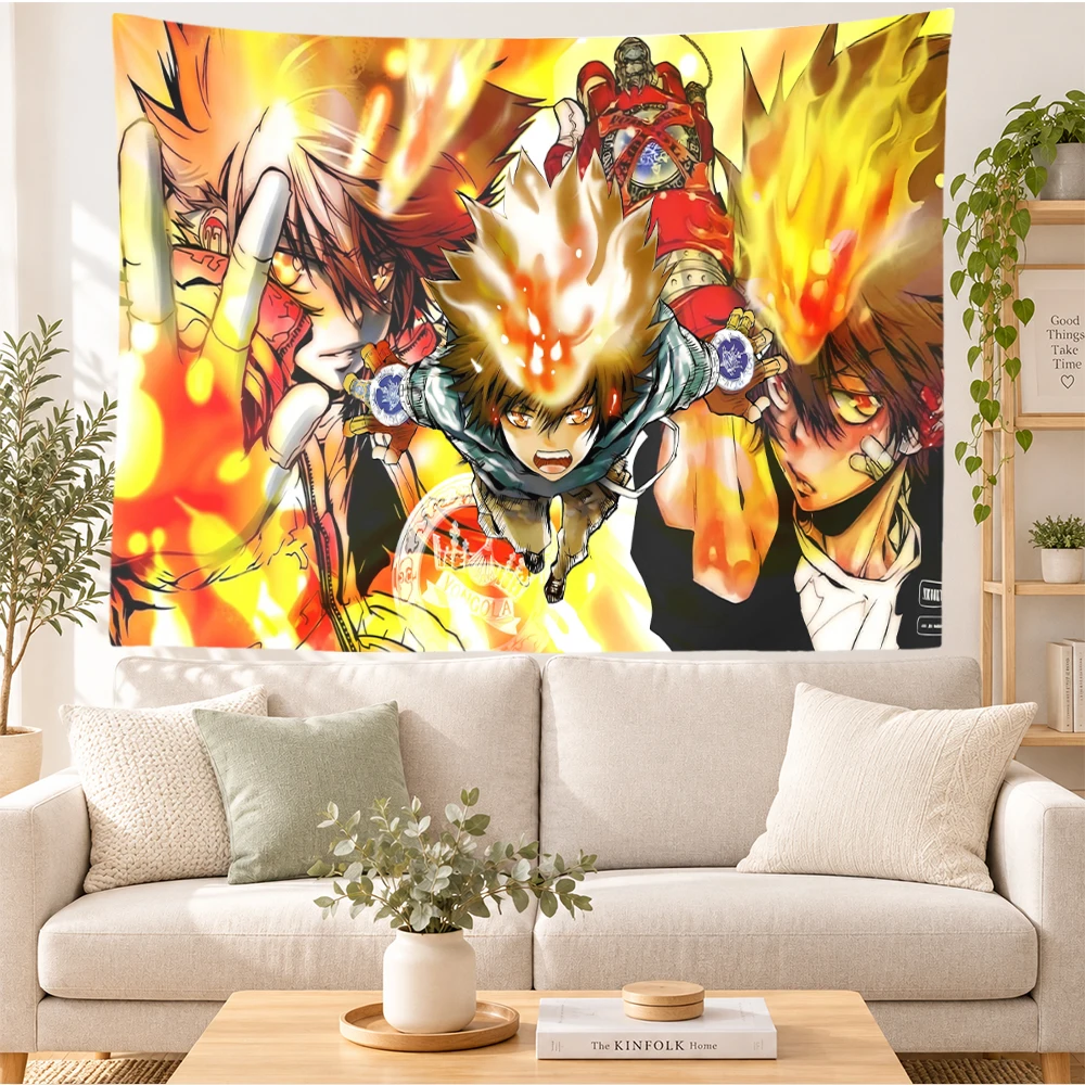 Katekyo Hitman Reborn Tapestry Wall Hanging Tsuna Vongola Burning Flame Shonen Anime Wall Art Home Bedroom Dorm Decor Fans Gift