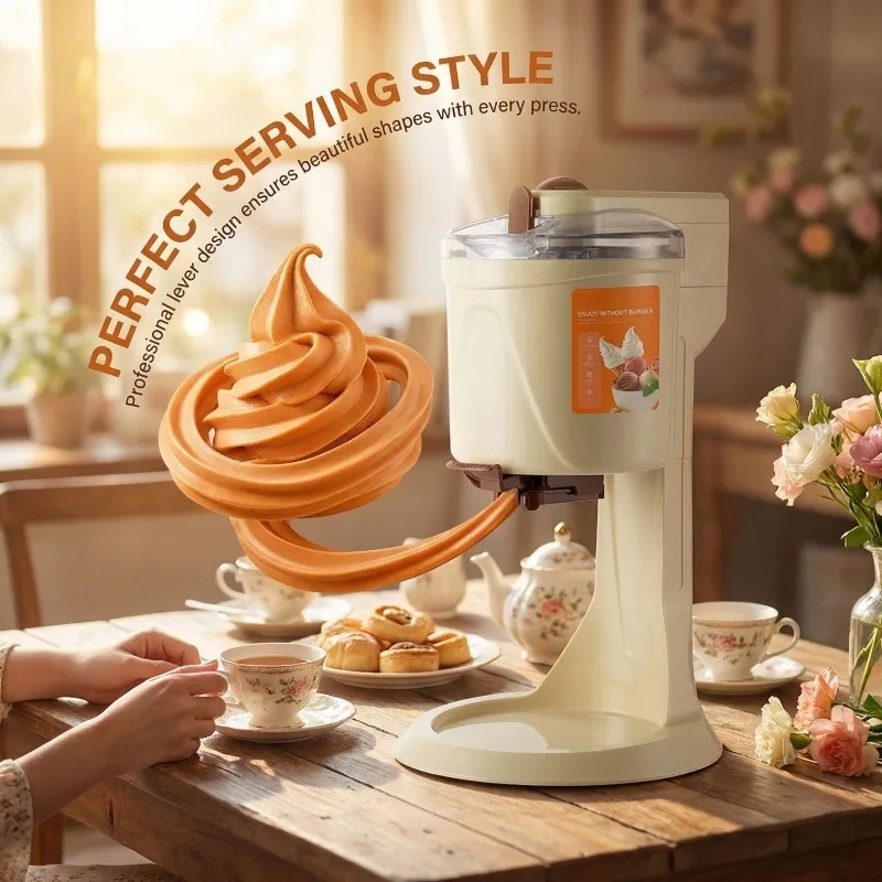 Household Automatic Ice Cream Maker 1L Capacity Pre‑Cooling Mini DIY Ice Cream Machine For Kids Home Use Dessert Making Tool