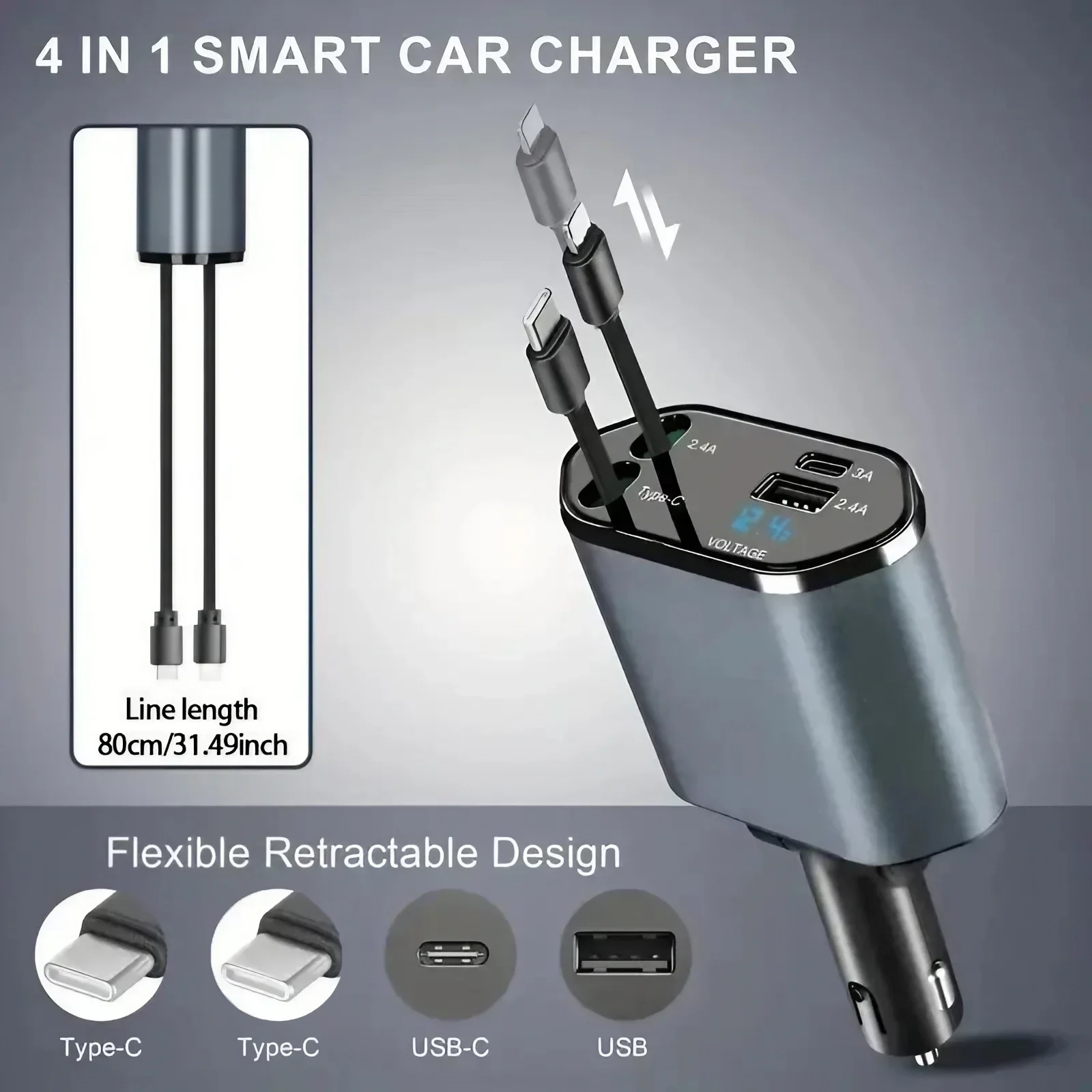 Auto Ladegerät 120W Super Schnelle Ladegerät Teleskop Kabel Multifunktions Zigarette Leichter Ein Zu Zwei Flash Ladegerät Umwandlung kopf