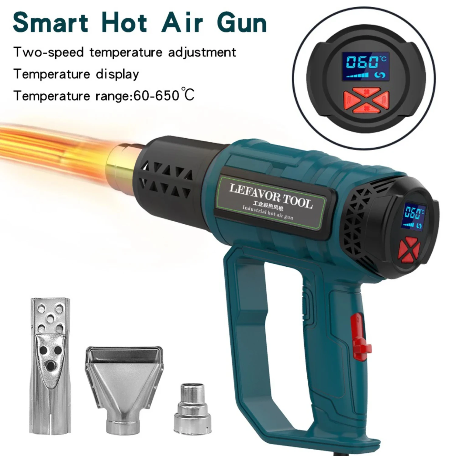 

2000W Industrial Digital Hot Air Gun Heat Gun Thermoregulator Shrink Wrapping Thermal Blower Dryer Heater Nozzle 220V