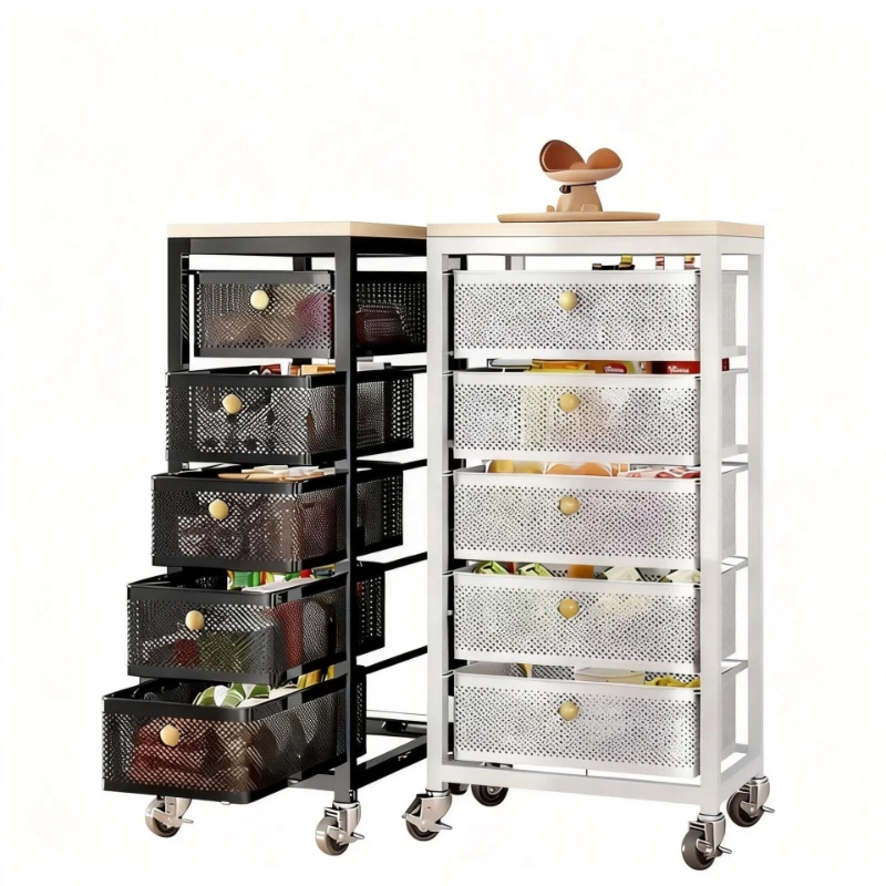 Kitchen crevice rack floor-to-ceiling multi-function removable installation-free fruit and vegetable basket drawer storage rack