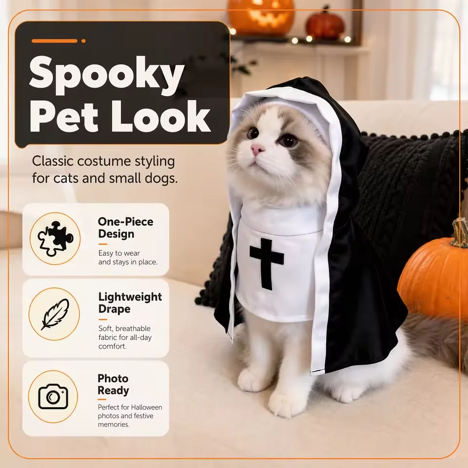 Cute Anime Cats Nun Costume Creative Funny Party Decoration Halloween kawaii Cartoon Pet Cosplay Supplies Gifts