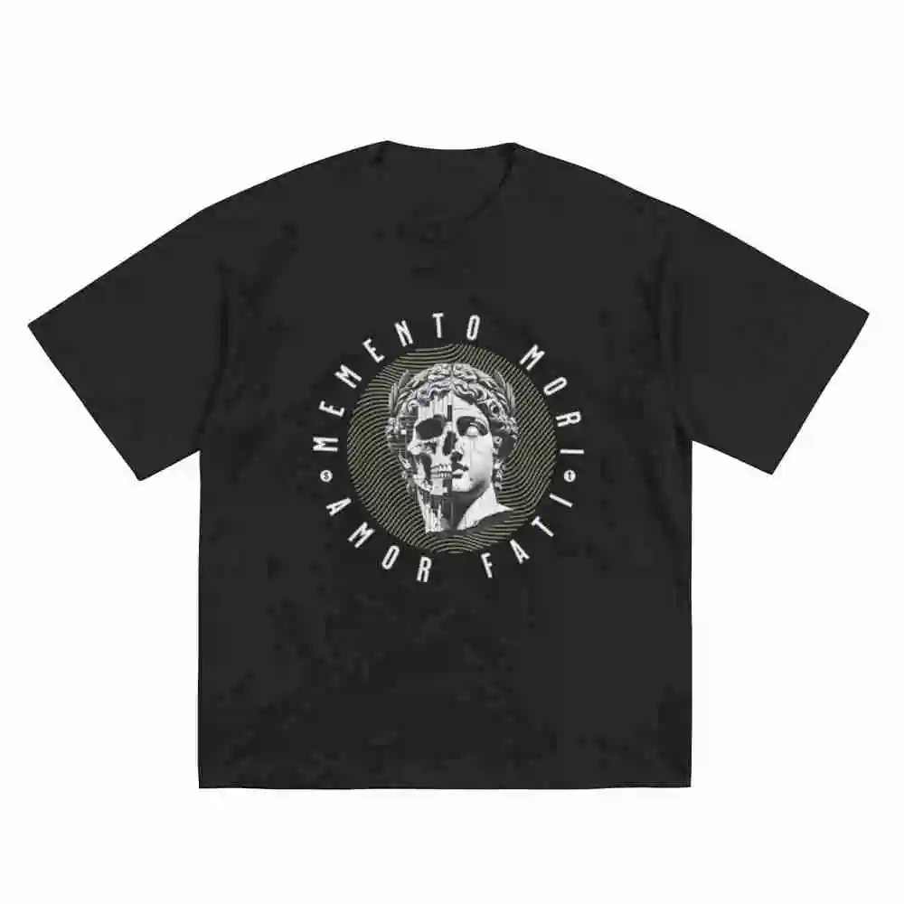 Memento Mori Amor Fati Skull Stoicism Quote Short Sleeve Tee 100% Cotton T-Shirt
