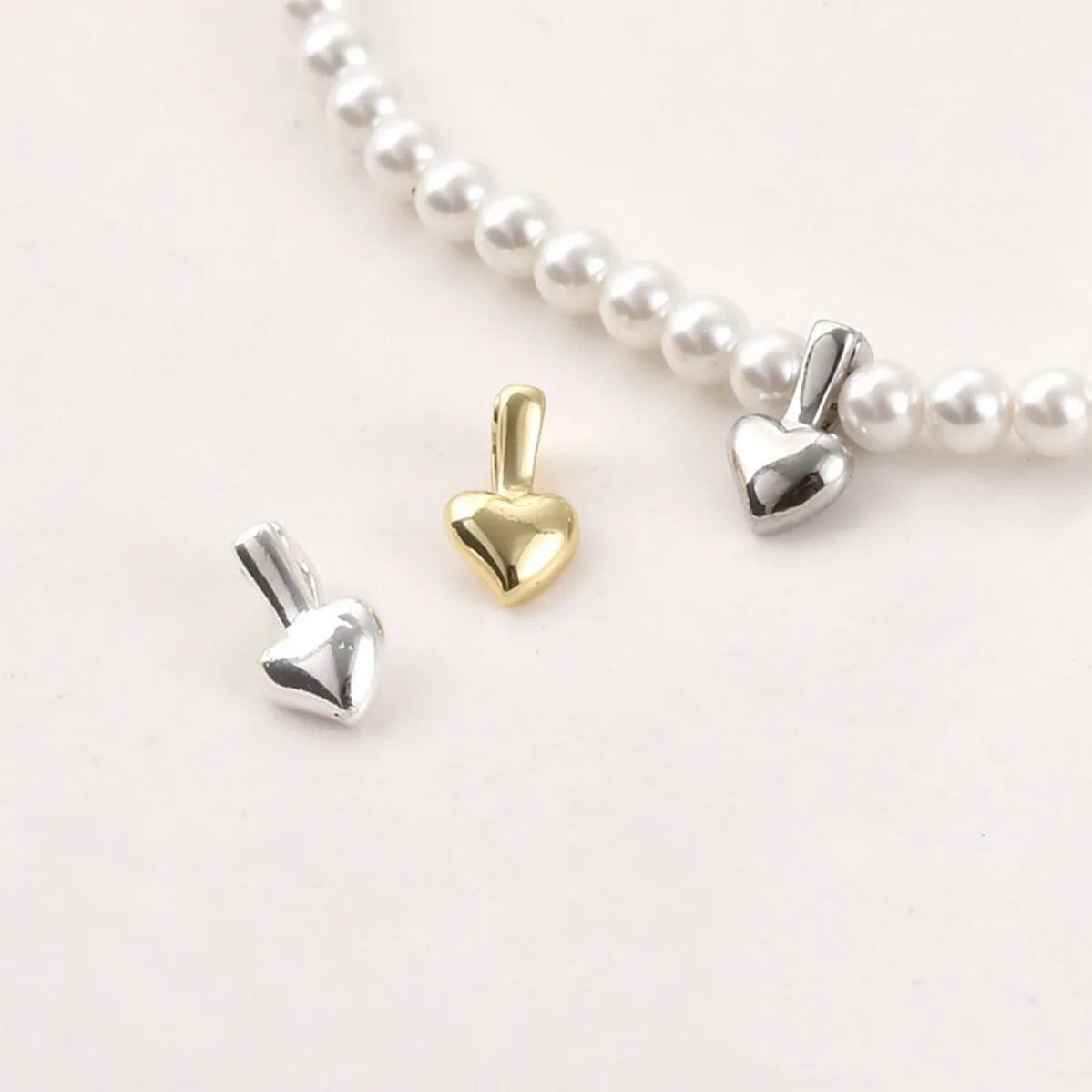 Brass 14K Gold Plated Color‑Retentive Mini Round Heart Pendant Bail DIY Bracelet Necklace Jewelry Making Supplies