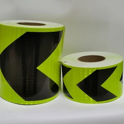 8Inch*17FT Arrow Reflective Tape Decoration Stickers Fluorescent Yellow-Black Car Warning Safety Reflection Film Reflector Strip