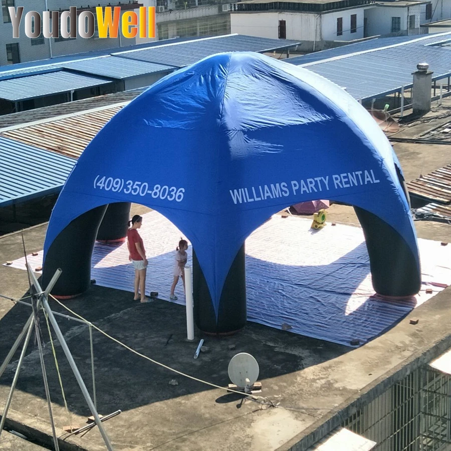 Customizable 6m Diameter 6-leg Black-legged Blue Cloth Inflatable Spider Leg Tent For Event Exhibitions Commercial Advertising