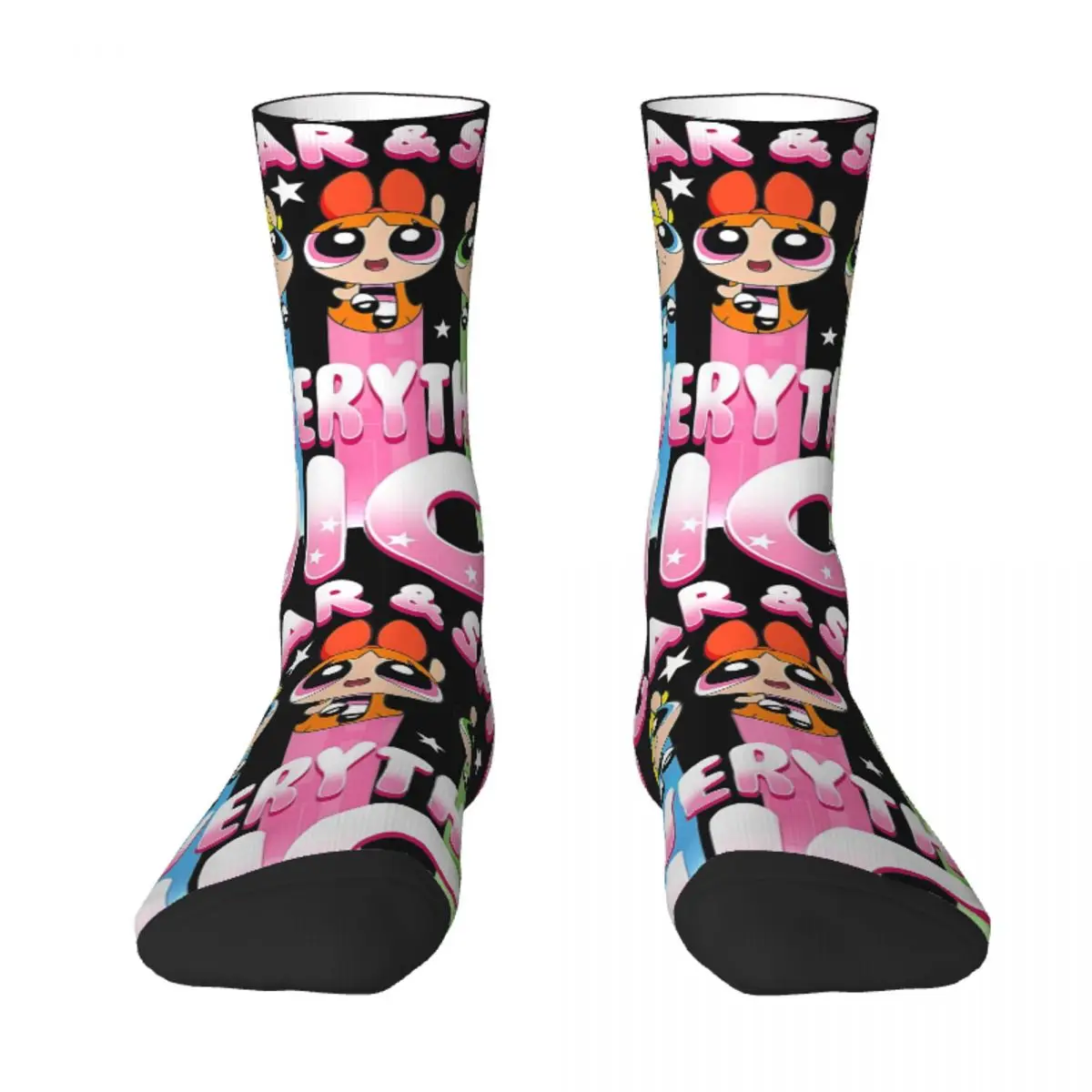 Powerpuff Girls Sugar And Spice & Everything Nice Socks Funny Stockings Breathable Outdoor Socks Autumn Pattern Anti-Slip Socks