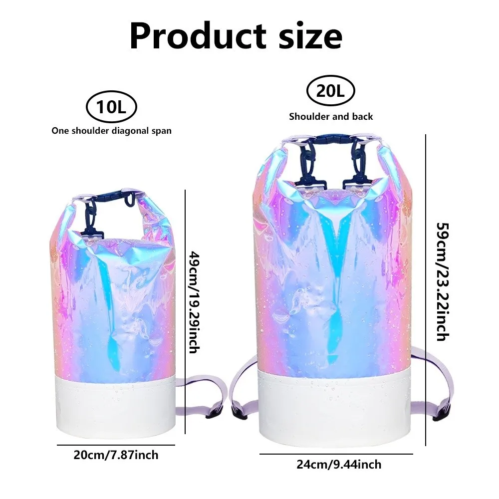 10L/20L Waterproof Dry Bag Waterproof Backpack with Shoulder Straps Swimming Bucket Bag Lightweight Large-Capacity