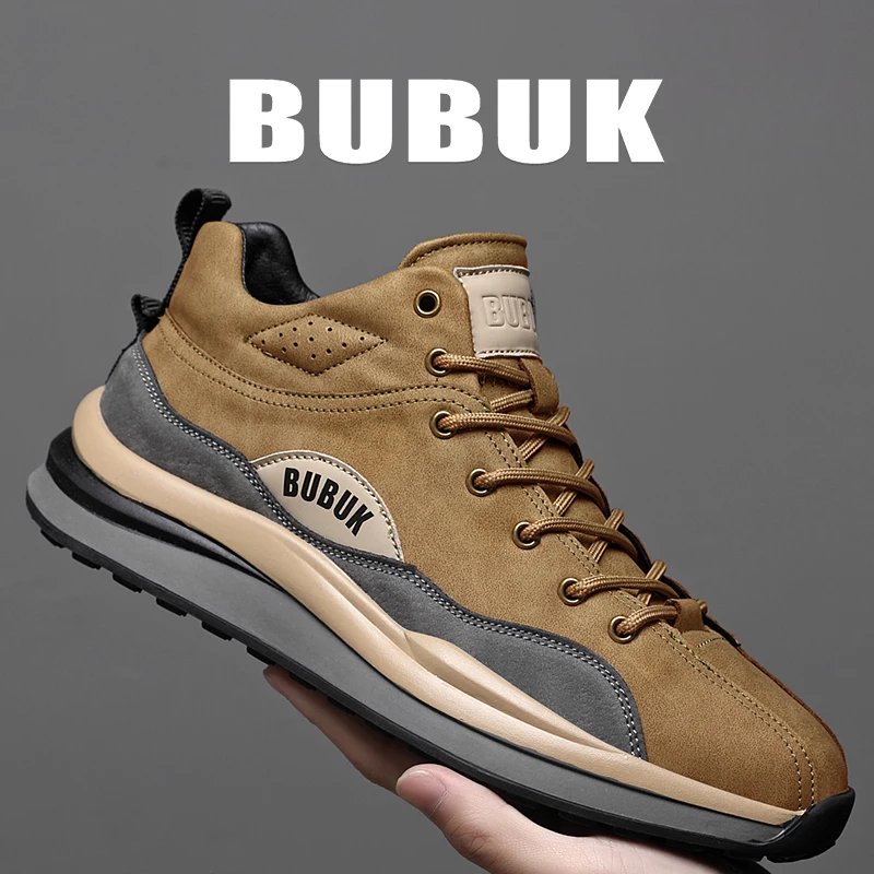 Bubuk Men's Retro Lace-Up Casual Shoes, Thick-Soled Non-Slip Versatile Sneakers, Suitable for Urban Commuting, Outdoor Light Adventures, Shopping, Going Out, Parties, and Dates
