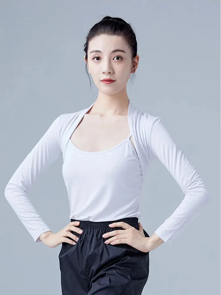 

Однотонная балетная накидка с раздельными рукавами для взрослых — элегантная приталенная шаль с длинными рукавами для женского выступления на сцене