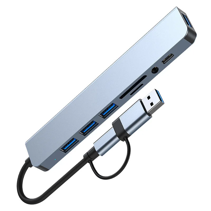 TYPE-C 8-in-1 Dockingstation, USB 3.0 Hub mit SD/TF-Kartenleser, Audioanschluss, für Laptop PC – Detail 5