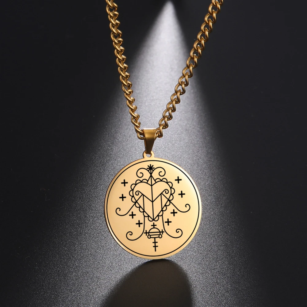 Dawapara Papa Legba Voodoo Halskette Ritual Altar Anhänger Ezili Dantor Vodou Loa Veve Symbol Okkultes Amulett Edelstahl – Detail 30
