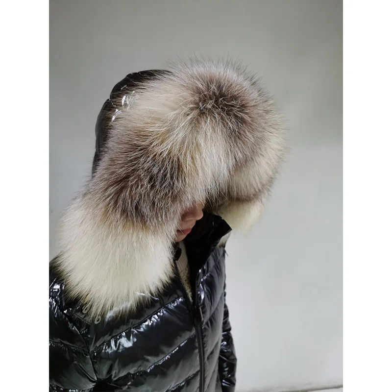 2024 Maomaokong Winterjas Vrouwen eendendons Parka Natuurlijke Echte Vos Wasbeer Bontkraag Capuchon Dikke Warme Bovenkleding puffer Jas