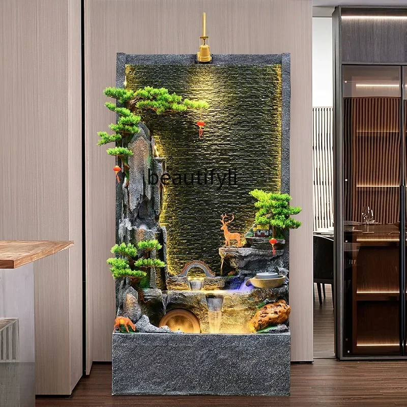A139 Rockery flowing water fountain circulating water curtain wall screen landscape decoration living room floor-standing orname