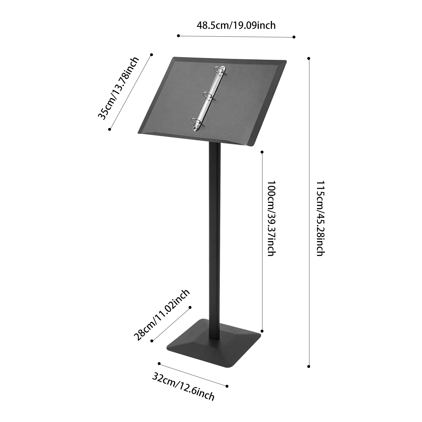 Bingkai Menu Vertikal Besi Hitam 115cm dengan Pengganti Halaman, Alas Binder Stabil, Bingkai Billboard