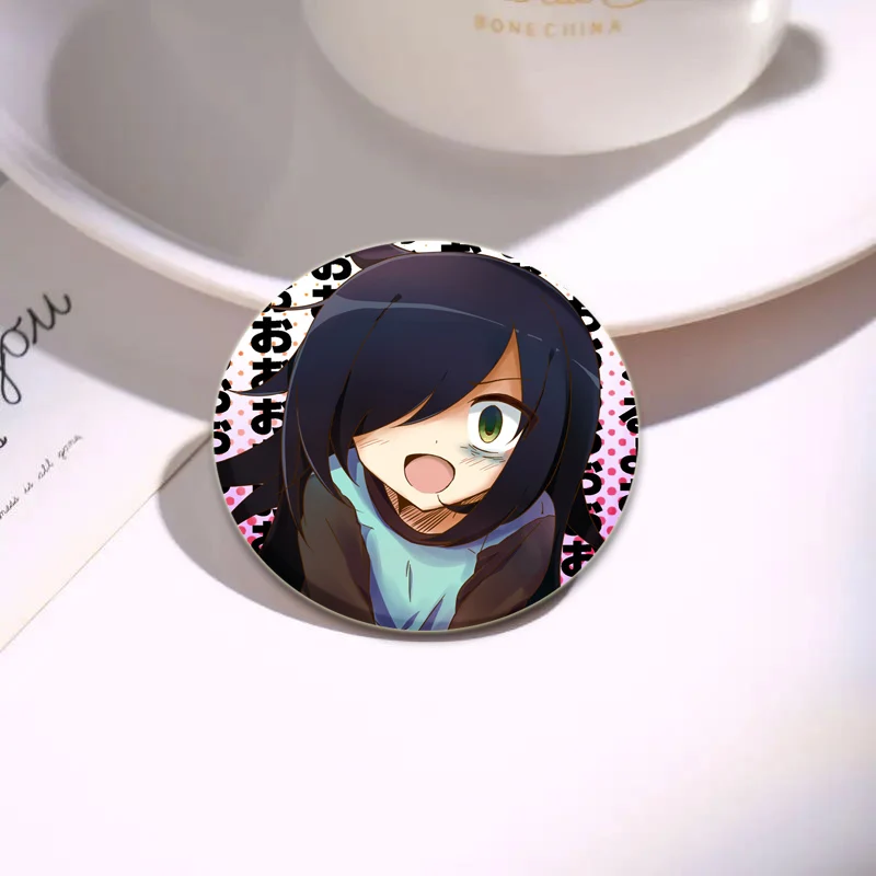 Alfileres de Anime Tomoko Kuroki, insignia de dibujos animados bonita, broches de hojalata hechos a mano, pasador para mochila, ropa, accesorio de