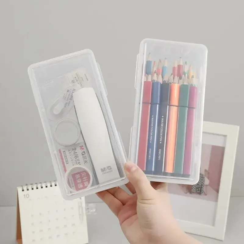 1PC Transparent Pencil Case Sketch Plastic Pencil Case Storage Case Art Student Pencil Case Large Capacity Toolbox image 6