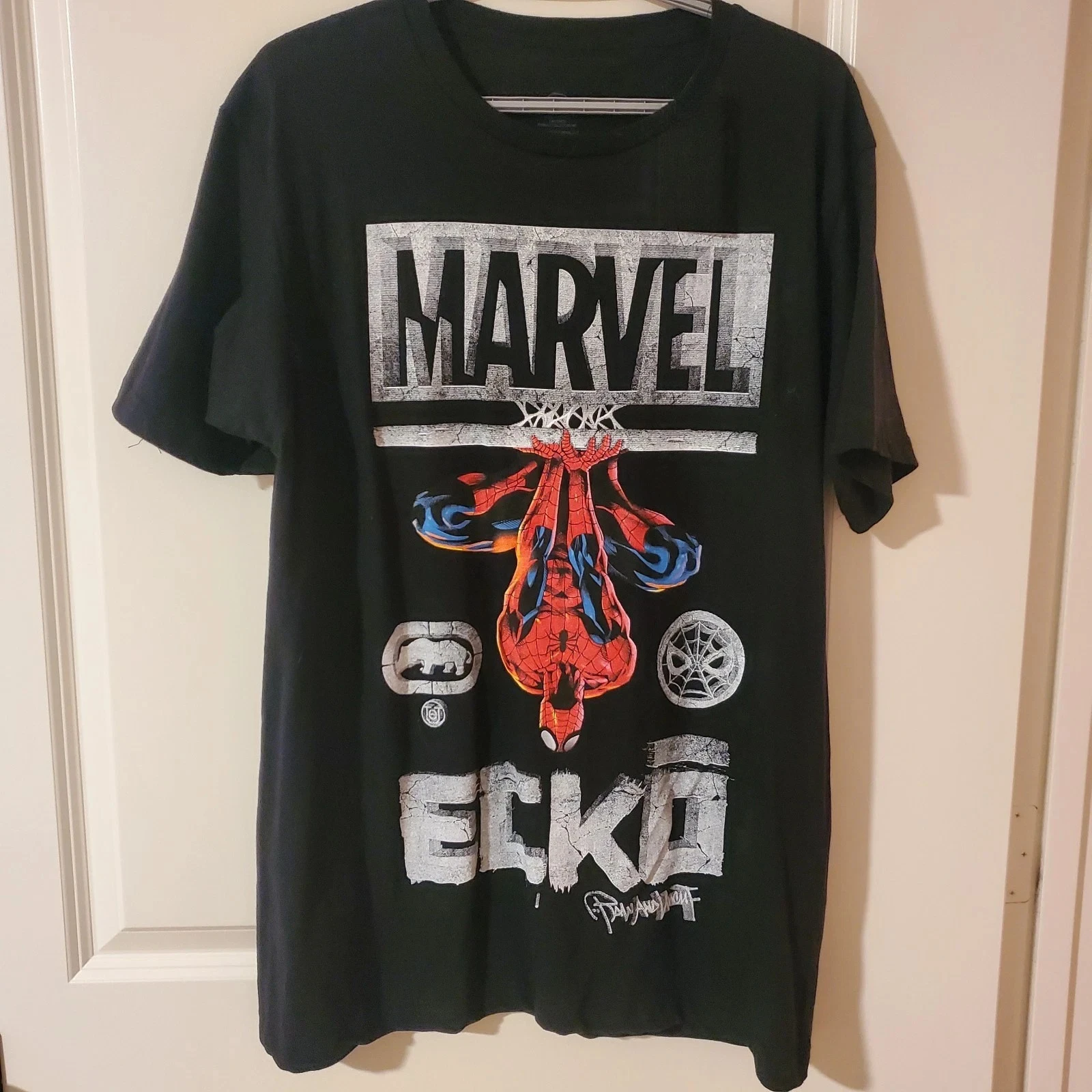 Marvel genuino nuevo Retro Marvel Spider-Man X Marck Ecko ilimitado impreso hombres y mujeres camisetas casuales de manga corta