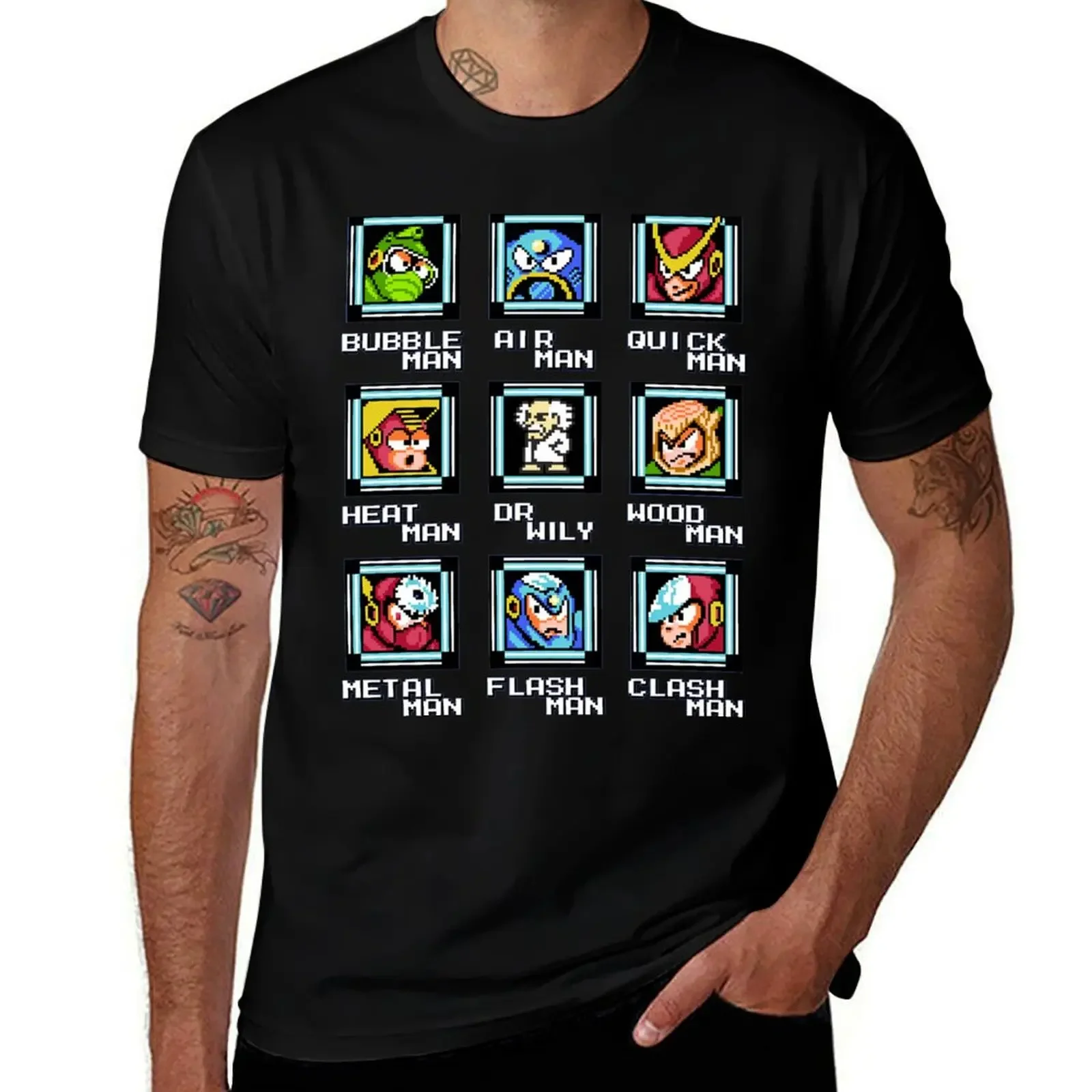 NES Retro Video Game Mega Man Bosses - Duvet, shirt, mug, sweater T-Shirt tops shirts graphic plus size tops men tshirt