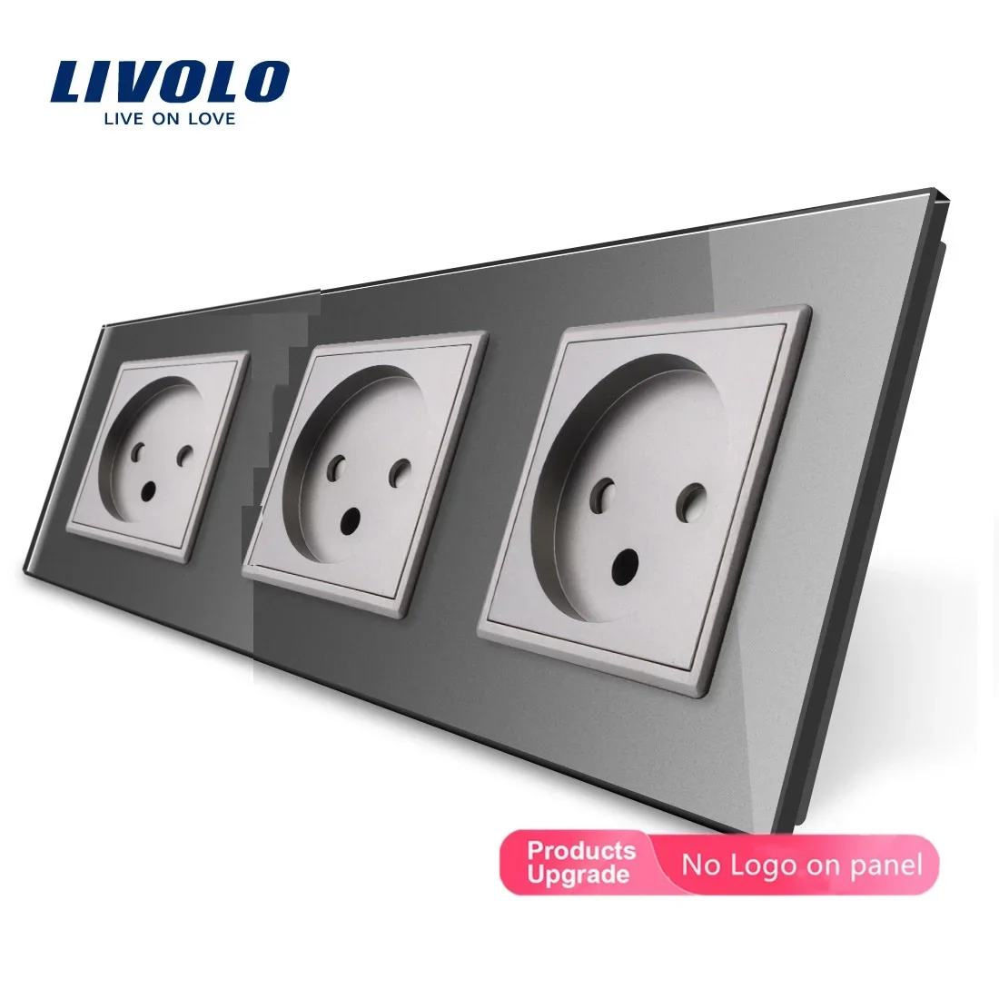 Livolo Israel Power Socket, Outlet Panel, Triple Wall Power Outlet Without Plug,Toughened Glass,AC 100~250V 16A,C7C3IL-11/12/15