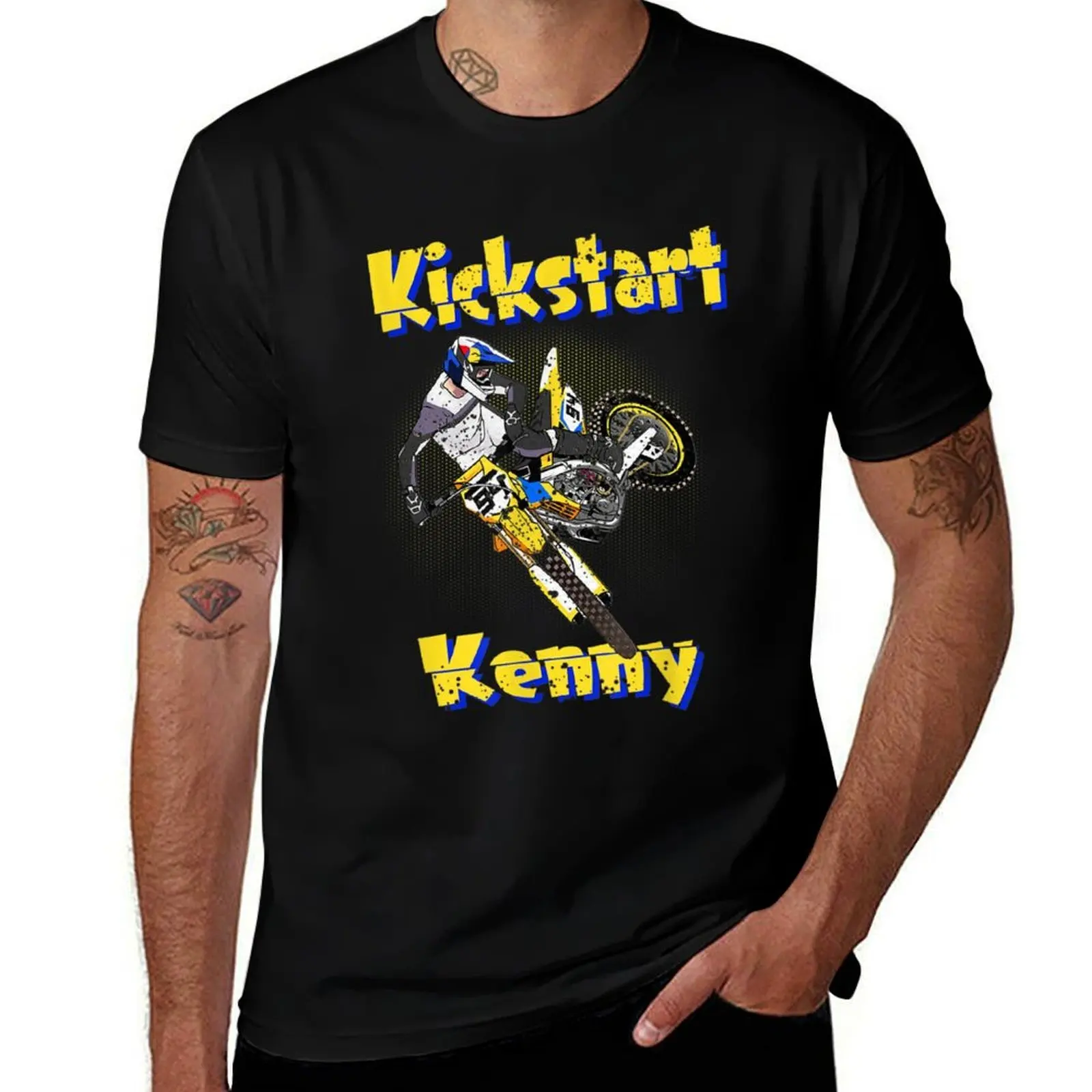 Kickstart-Kenny Dirt Bike Racing Design T-Shirt Casual Loose Fit Summer Tee Shirt T-Shirt