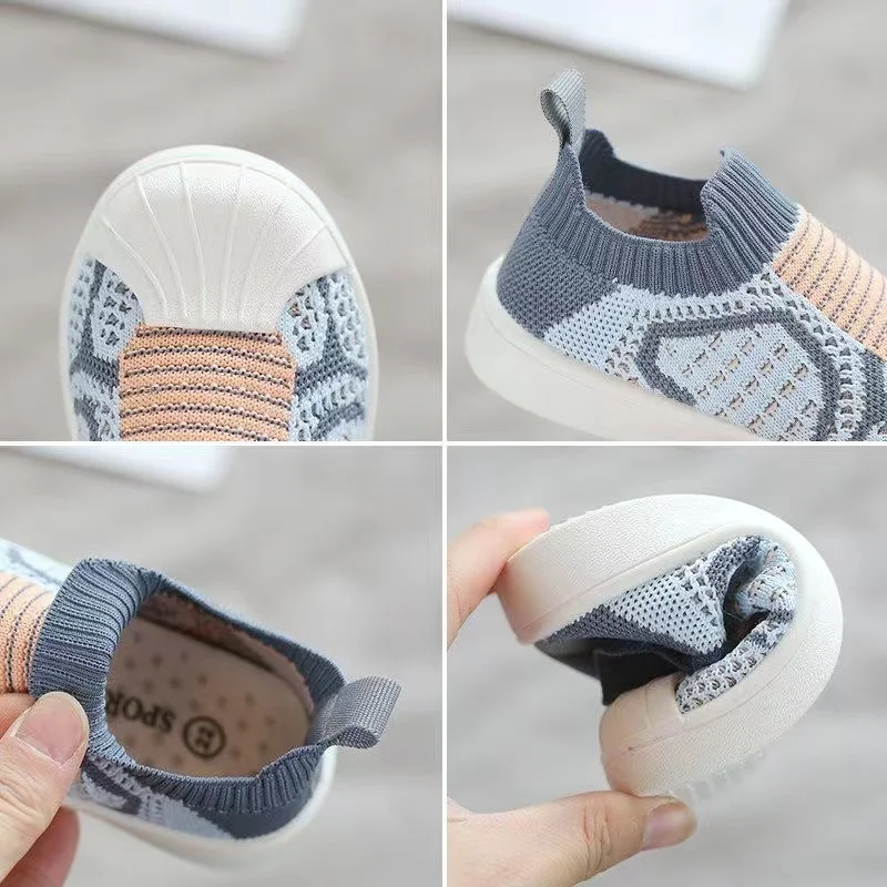 Cotton Knitted Children's Sport Sneakers Breathable Toddler Shoes For Baby Anti-slippery Floor Footwear Girl's Sneakers 2024 New