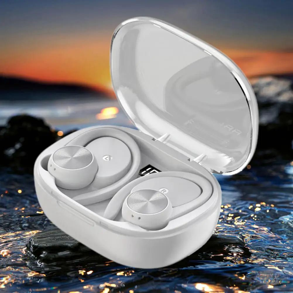 True Stereo Headphones Secure Fit Wireless Headphones Wireless Bluetooth 5.3 Earphones with Charging Case Microphone for Active