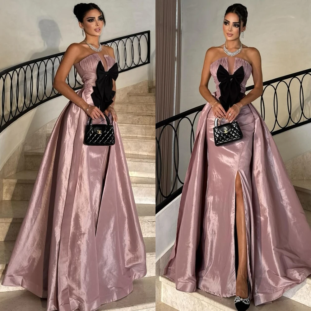 فستان سهرة رسمي أنيق بدون حمالات على شكل حرف A مخصص، فستان مناسب للحفلات عالي الجودة