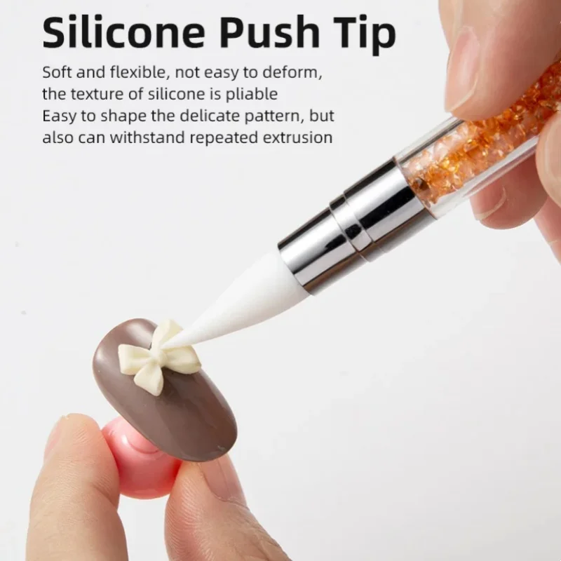 1Pc 더블 엔드 다기능 실리콘 손톱 펜 응용 프로그램 미러 파우더 스티커 프레스 스틱 조각 접착 네일 아트 도구