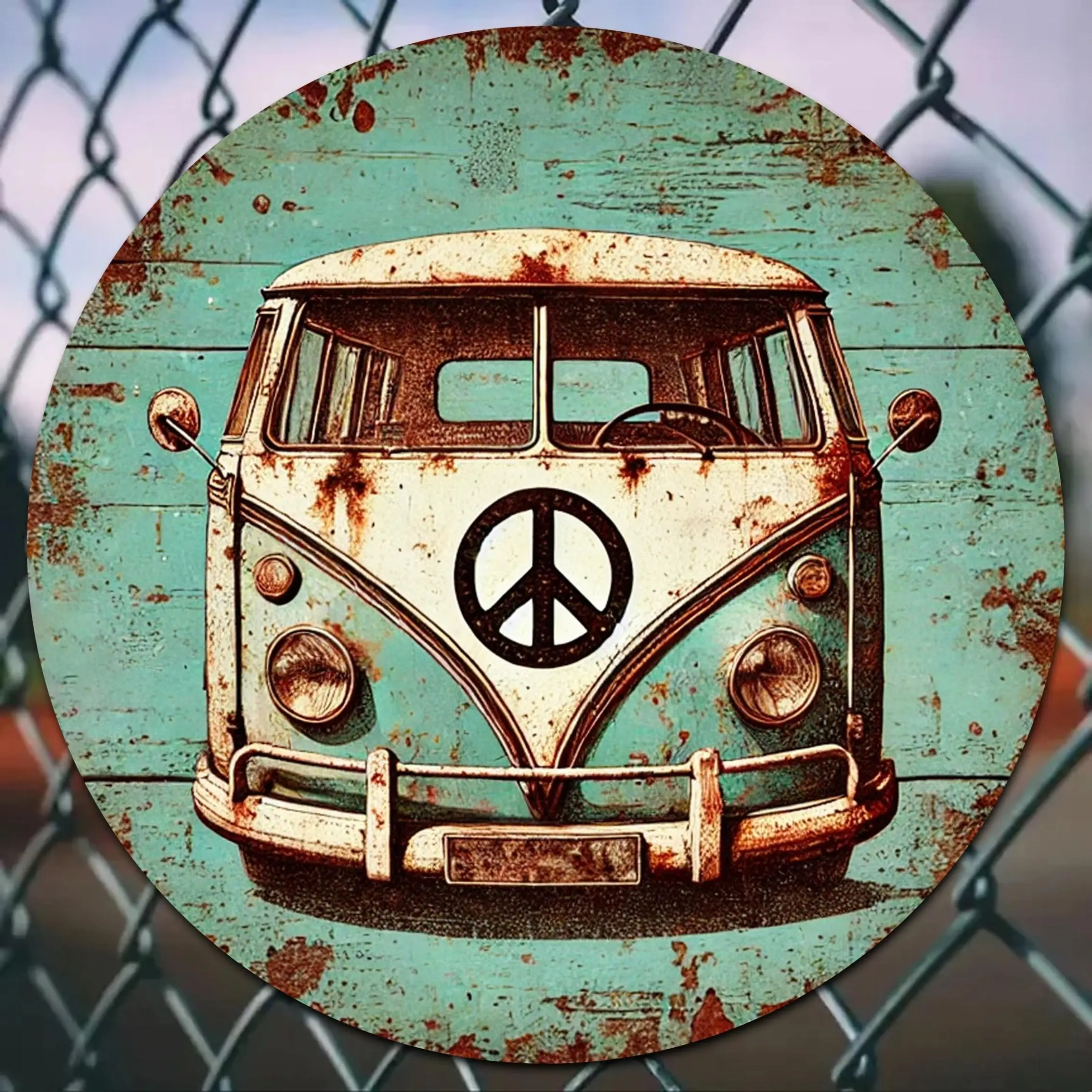 

2D 1PC Wooden Disc Green Car Theme Logo 8 Inch Decorative Art Wall Plaque Bedroom Office Decoration