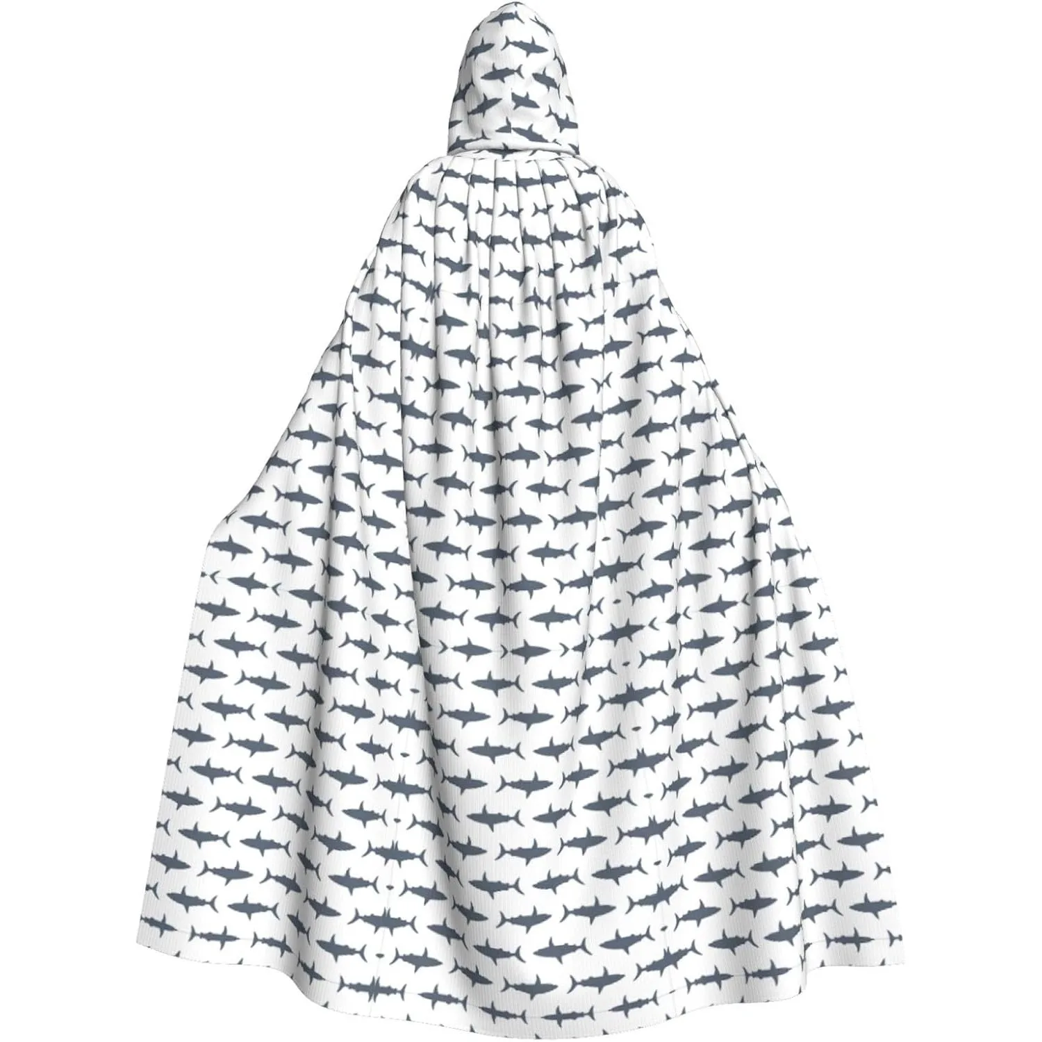

Накидка с капюшоном для взрослых с принтом рыбы и акулы, карнавальная праздничная накидка, халат для косплея, костюм для вечеринки, готический карнавал