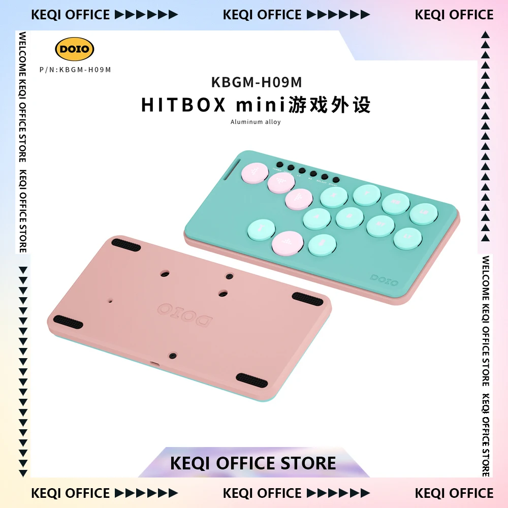 DOIO HITBOX KBGM-H09M Aluminum Alloy Mechanical Keyboard Wired Mini Portable Gaming Keyboard Joystick Arcade Fighting PS5 Custom